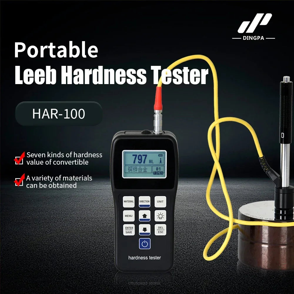 Leeb Hardness Tester Portable Rebound Meter Durometer HL、HB、HRB、HRC、HRA、HV、HS for Metal Steel HAR-100 Leeb Hardness Tester Portable Rebound Meter Durometer HL、HB、HRB、HRC、HRA、HV、HS for Metal Steel HAR-100